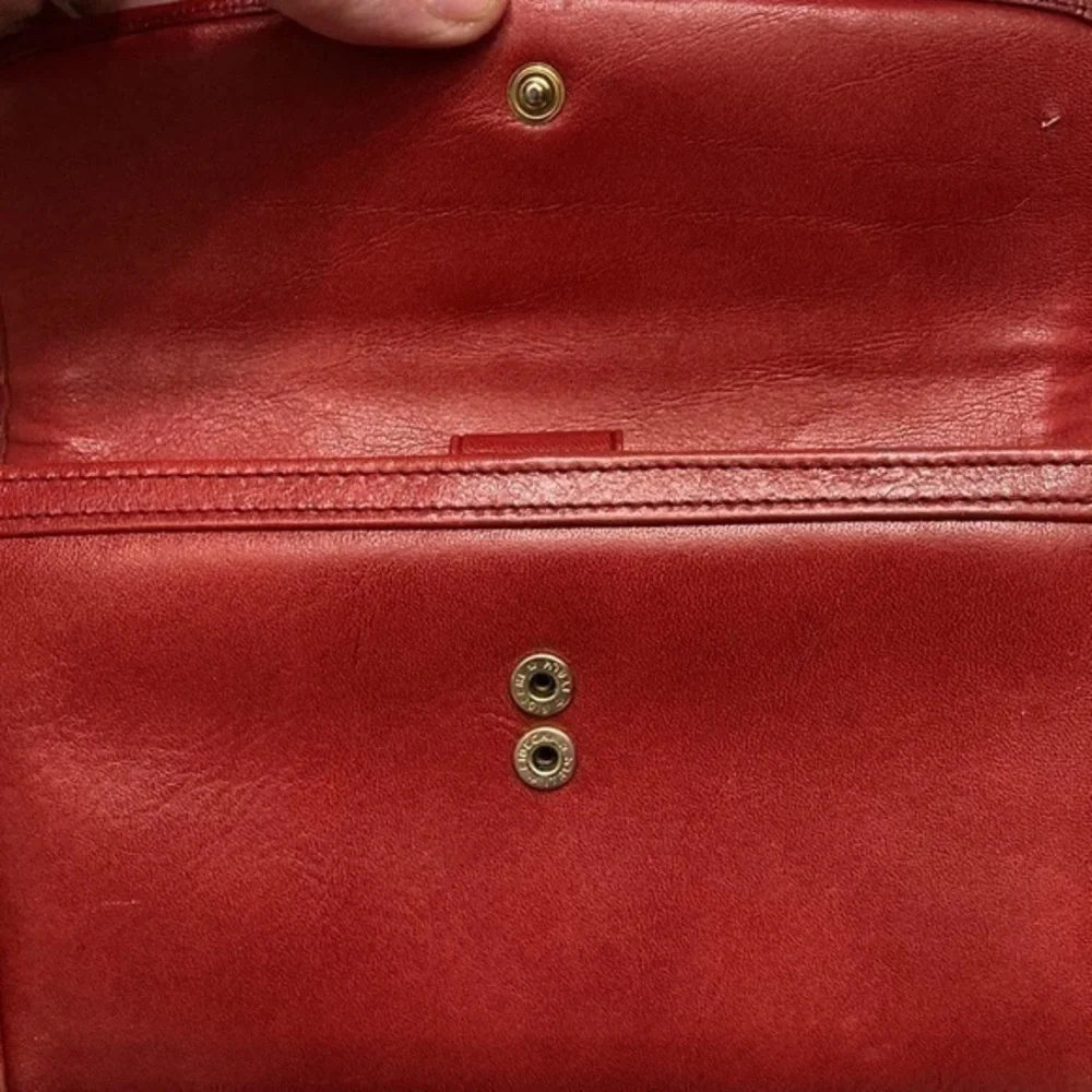 Bosca red leather checkbook wallet